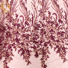 El bordado púrpura 3D ata la tela 0,9144 metros para el vestido que se casa nigeriano