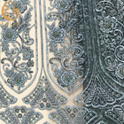 Bordado azul de Mesh Beaded Lace Fabric Sewing del punto para la ropa