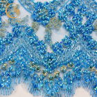 Decoración azul del ajuste del cordón de la moda de la ropa magnífica longitud de 1 yarda con las piedras