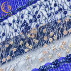 Modelo africano de la materia textil del cordón de la anchura con lentejuelas soluble en agua de la tela el 135cm hecho a mano