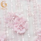 El cordón excelente de la flor 3D modificó el bordado para requisitos particulares tela floral del cordón del rosa de 1 yarda de longitud