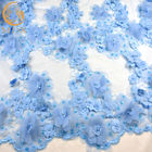Nilón material del vestido 3D de la flor de la tela de encargo del cordón con bordado moldeado