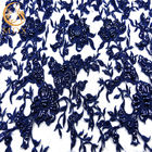 los azules marinos de la anchura del 135cm bordaron Tulle para atar trabajo hecho a mano de la moda de la tela