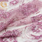 La tela moldeada pesada del cordón del rosa del vestido de boda modificó el poliéster del 20% para requisitos particulares