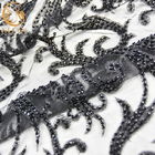 Tela bordada negro suave del cordón de Mesh Beaded Lace Fabric 3D 1 yarda