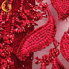 Longitud soluble en agua de 1 yarda de la boda 3D del bordado de la tela nigeriana roja del cordón