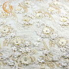Material nupcial del cordón de los diamantes artificiales brillantes/tela francesa del vestido de boda del cordón