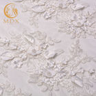 MDX goteó la anchura blanca de las telas el 140cm del cordón lujosa con las flores 3D