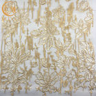 El bordado delicado del color oro de MDX ata la tela Mesh Sequins For Gown Dress