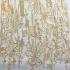 El bordado delicado del color oro de MDX ata la tela Mesh Sequins For Gown Dress
