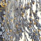 Decoración floral colorida de las lentejuelas del brillo del bordado de la tela del cordón de MDX