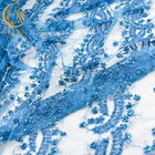 Anchura hecha a mano bordada de la tela el 140cm del cordón de la gota con las perlas