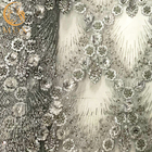 Tela del vestido del bordado de la flor de Grey Color 3D longitud de 1 yarda