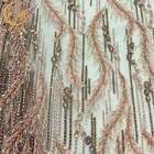 3D rosado goteó la tela hecha a mano del cordón para el vestido de las altas costuras
