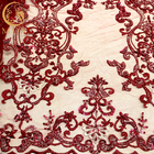 Pesado brillante de la tela 3D del cordón del vestido de boda de las lentejuelas goteado