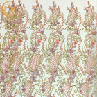 Tela francesa del cordón del Applique rosado 3D para el banquete de boda
