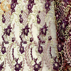 Tela púrpura del cordón del Applique de los estilos africanos del OEM con las gotas
