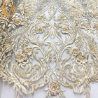 la tela del bordado del vestido de boda 3D goteó el estampado de flores de lujo del cordón