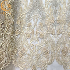 la tela del bordado del vestido de boda 3D goteó el estampado de flores de lujo del cordón