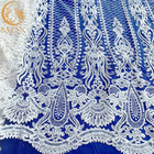 Tela nupcial blanca del cordón de la lentejuela de la secuencia francesa para el vestido de boda