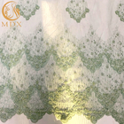 Mesh Exquisite Beads Lace Fabric verde hecho a mano para la fabricación del vestido