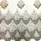 Tela de Grey Beaded Decoration Handmade Lace para el vestido de noche