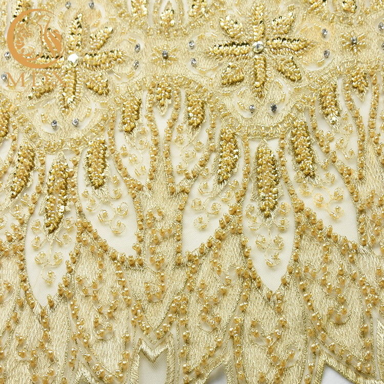 El oro con lentejuelas pesado goteó el nilón hecho a mano suave de la tela el 80% del cordón